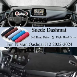 For Nissan Qashqai J12 2022 2023 2024 Anti-Dirty Suede Dash Mat Dashboard Cover Pad Sunshade Dashmat Carpet Car Accessories