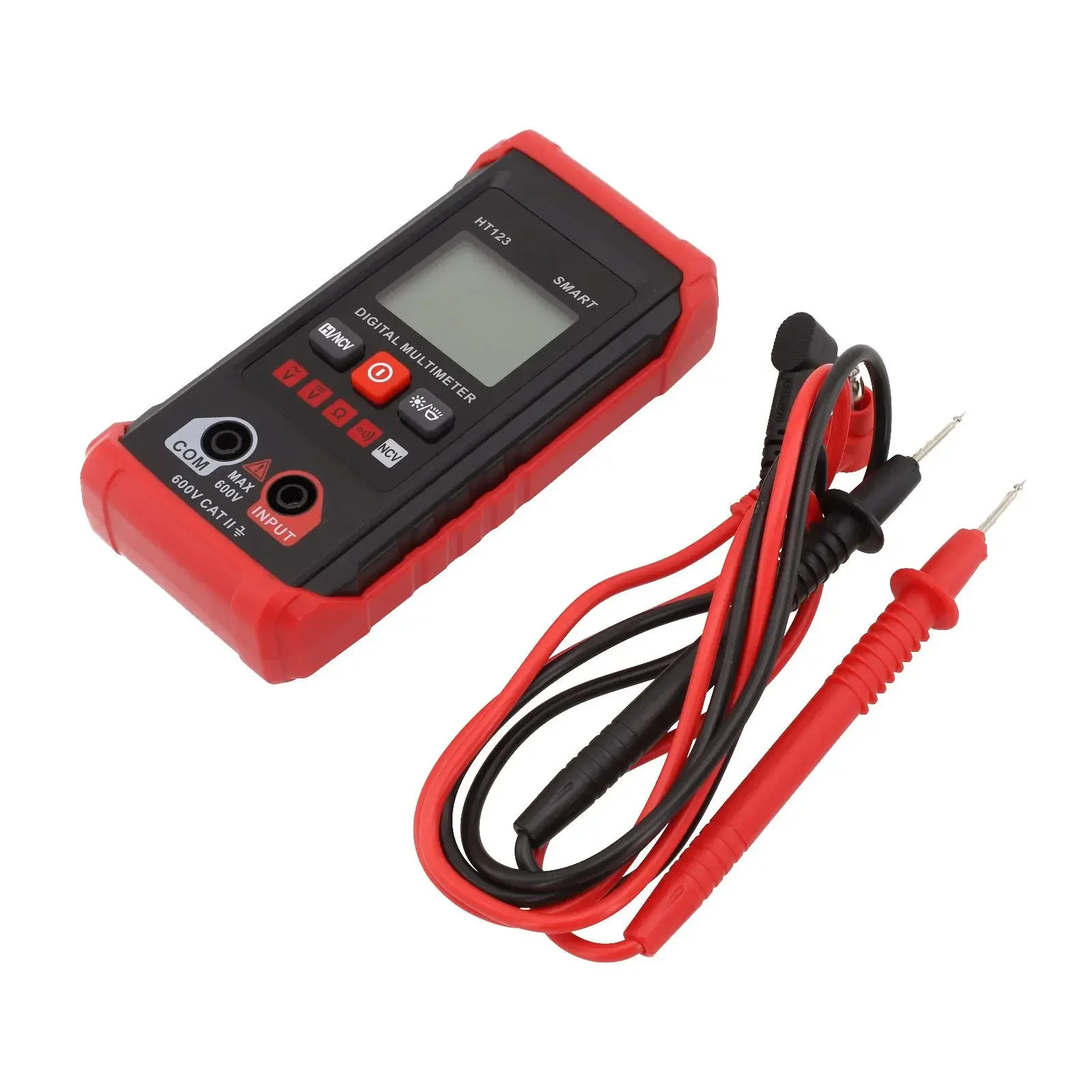 HT123 Smart Digital Multimeter With Backlit LCD Display And LED Flashlight Measures AC/DC Voltage Resistance And Continuity