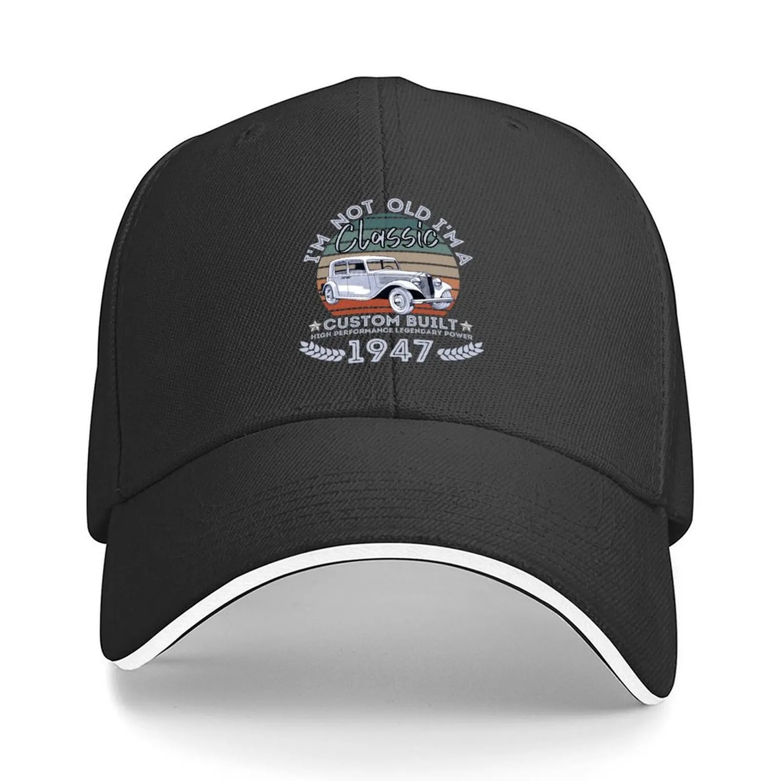 

Vintage 1947 Classic Car 75 Year Old 75th Birthday Gifts Baseball Cap Brand Man cap Ball Cap hats on offer Hats For Women Men's