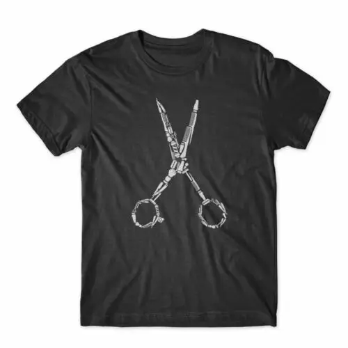 Barber Stylish Scissors T-Shirt 100% Cotton Premium Tee NEW