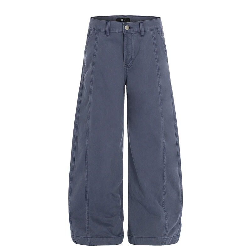 

GXFortune American Retro Work Pants Men's Loose Straight Casual Waed Blue Jeans Cotton Comfortable Straight Leg Trousers