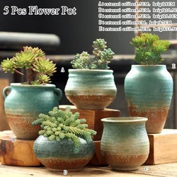 Flower Pot Classic Painting Green Succulent Cactus Pot Plant Garden Ceramic Planter Pots Outdoor