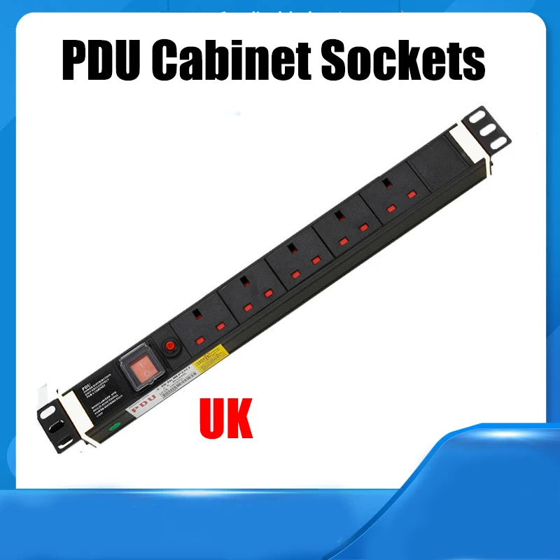 

8 Way UK Standard PDU Cabinet Socket Computer Room Row Plug Power Engineering Power Strip Switch Lightning Protection