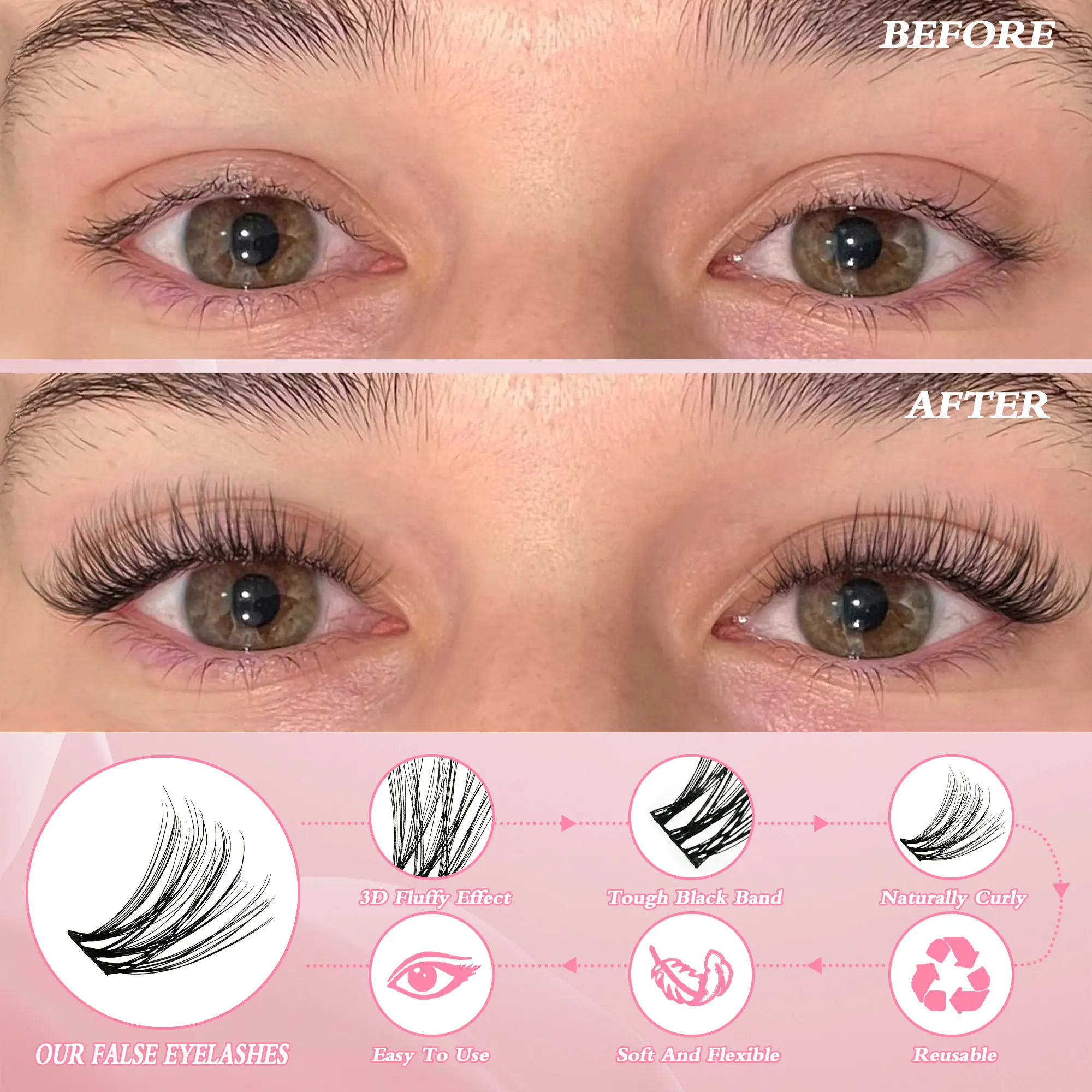 120 Clusters of Slender DIY Eyelashes, 8-16 mm Length, Naturally Curled and Fluffy False Eyelashes, Perfect Gift for