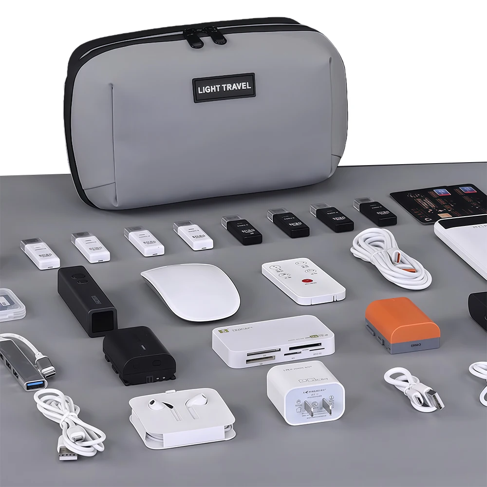 1Pcs Electronics Organizer Travel Case, 180° Open Water-resistant, Multifunctional Travel Organizer Bag, Electronic Accessories
