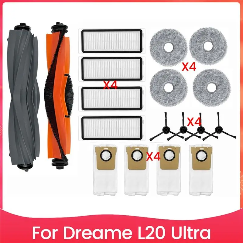 

ABBZ-Replacement Accessories Kits For Dreame L20 Ultra Vacuum Cleaner Parts Main Side Brush Hepa Filter Mop Cloth Dust Bags