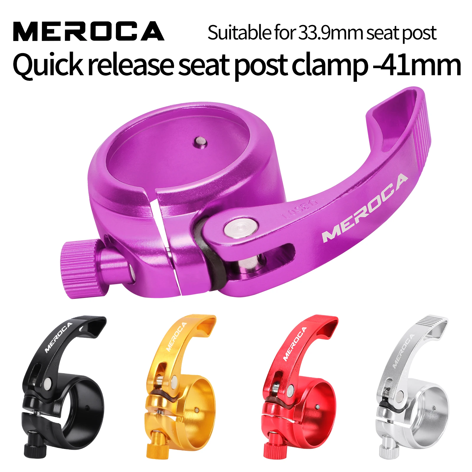 MEROCA Folding Bike Seatpost Clamp 40.9mm Quick Release Aluminium Alloy Bicycle Seatpost Mount for 33.9mm Folding Bike Seatpost