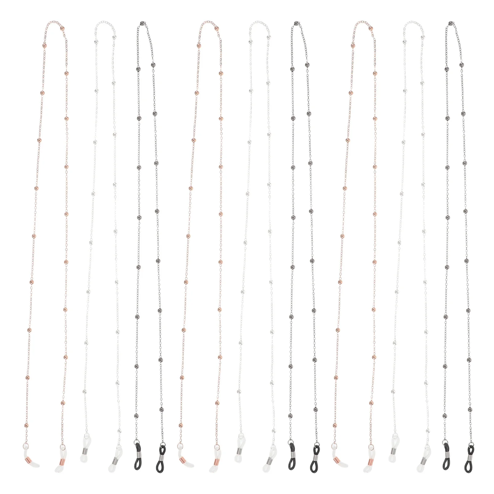 

3Pcs Eyeglasses Chain Beaded Adjustable Spectacle Neck Cord Secure Anti-Lost Glasses Strap Lightweight Fashion Sunglass Lanyard