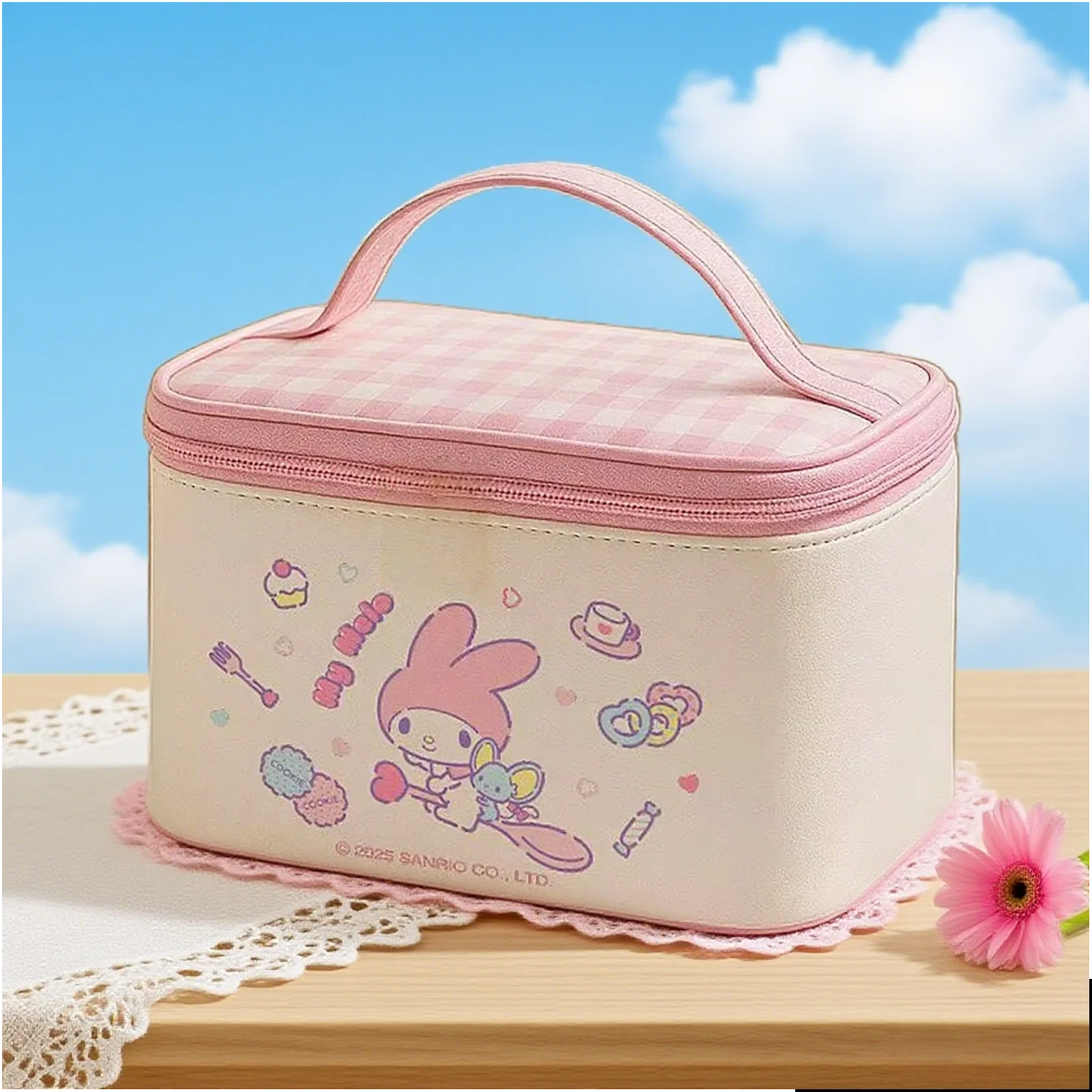 

Красивая мультяшная сумка для хранения косметики Hello Kitty Kuromi My Melody, портативная водонепроницаемая ручная сумка большой емкости