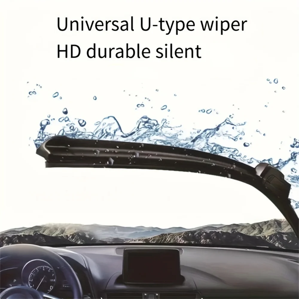 Universal Car Wiper Mute Car Front Windshield Wiper Double Rubber Strip Windscreen Wipers Double Soft Bracketless Frameless 1PC