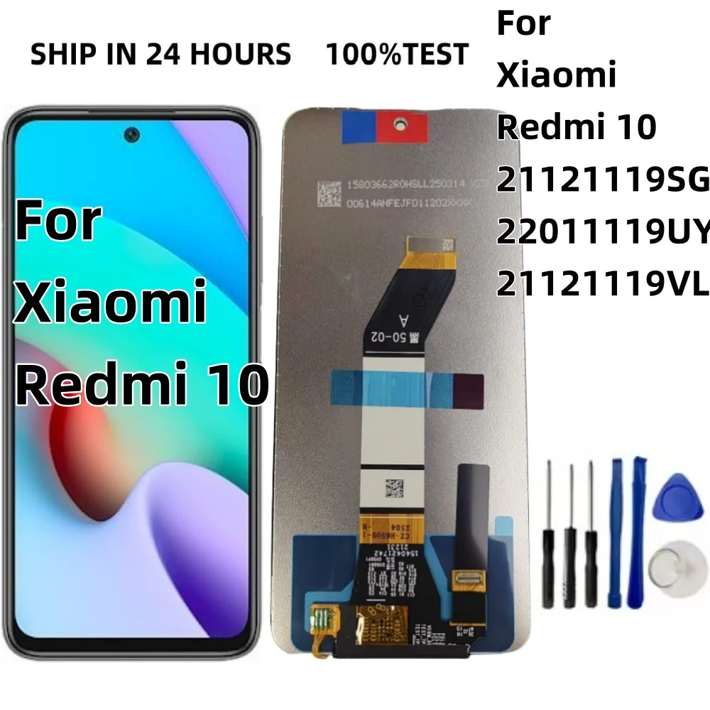 Para Xiaomi Redmi 10 2022 pantalla LCD 22011119UY Digitalizador de pantalla táctil para Redmi 10 Prime Display 21061119DG reemplazo con marco