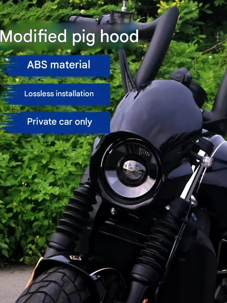 For Benda DARK FLAG 600 Retro Pig Head Windshield Curved Optics Non-Glare Long-Distance Cruise Windproof Front Windshield