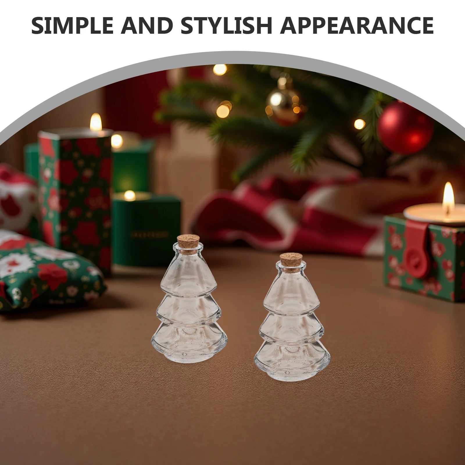 

2Pcs Glass Wishing Bottle Mini Jar 90Ml Christmas Tree Style Clear Container with Cork for DIY Messages Party Favors Festive
