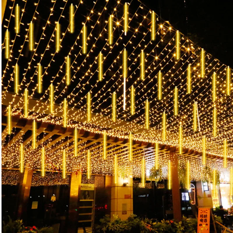 8 Tube Solar Meteor Shower Rain LED String Lights Fairy Street Garland Christmas Tree Decor for Home Outdoor Patio Wedding Decor