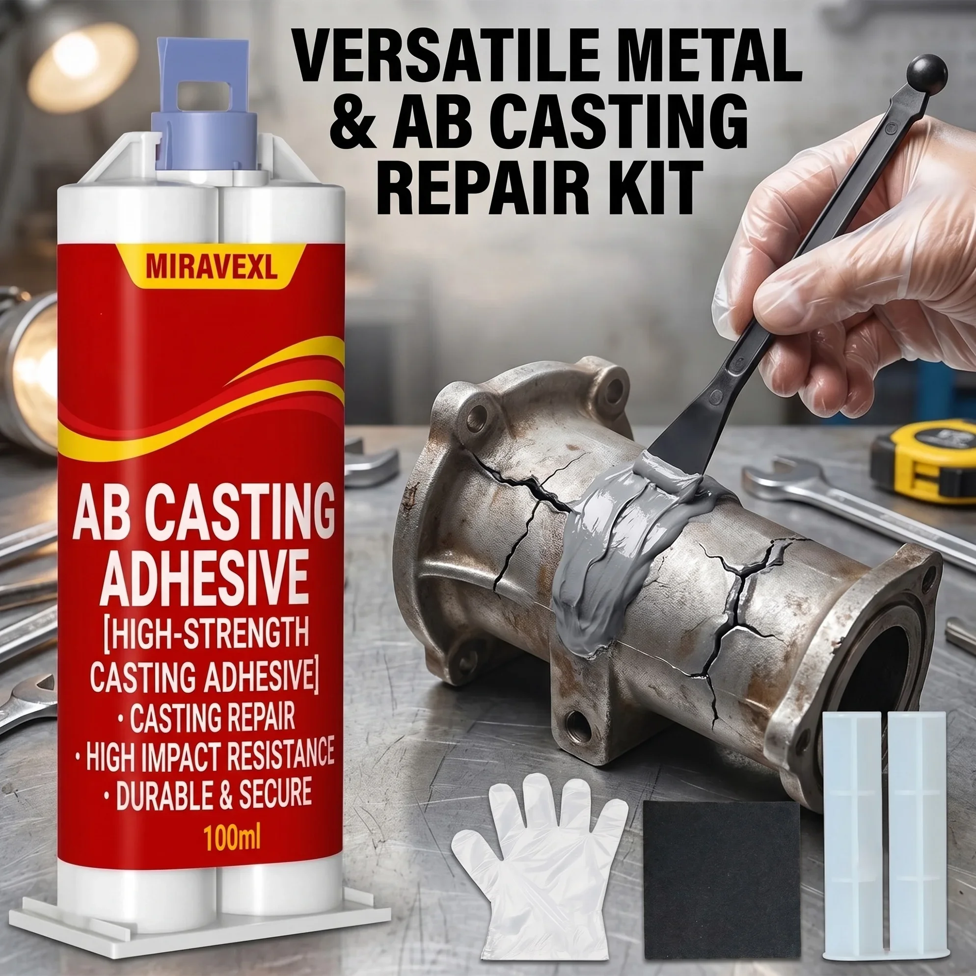 Hitzebeständiges Metall-Reparaturkleber-Set Hochleistungs-Epoxidklebstoff-Gel für Motor-Kraftstofftank DIY Kaltschweiß-Dichtmittel Wasserdicht