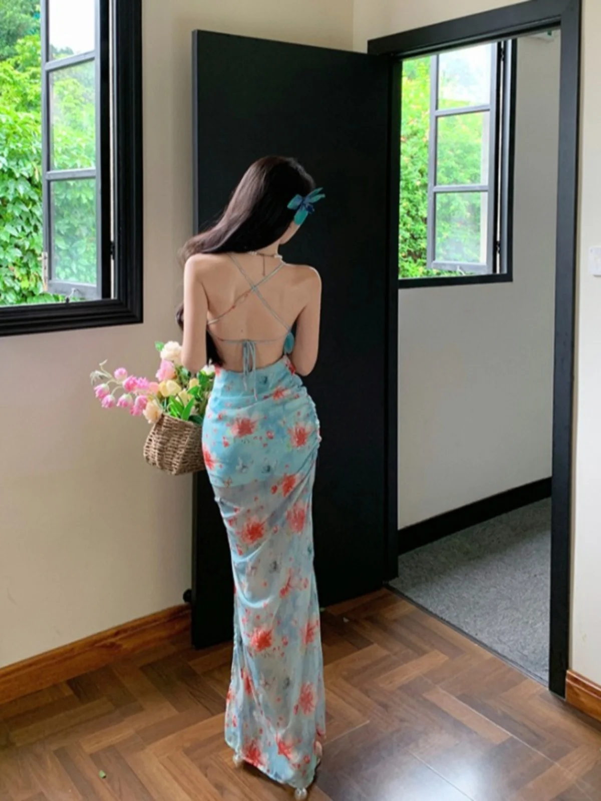 

Sweet And Spicy High Slit Slim Fit Bal Dr Summer Beach Photo oot Skirt Vaion Aosphere Feeling Dr