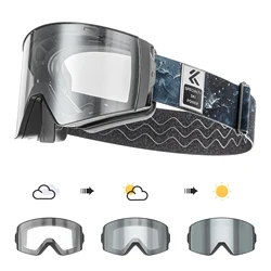KAPVOE New Outdoor Photochromic Ski Goggles Winter Snow Sports for Unisex Snow Glasses UV400 Anti-fog Magnetic Snowboard Glasses