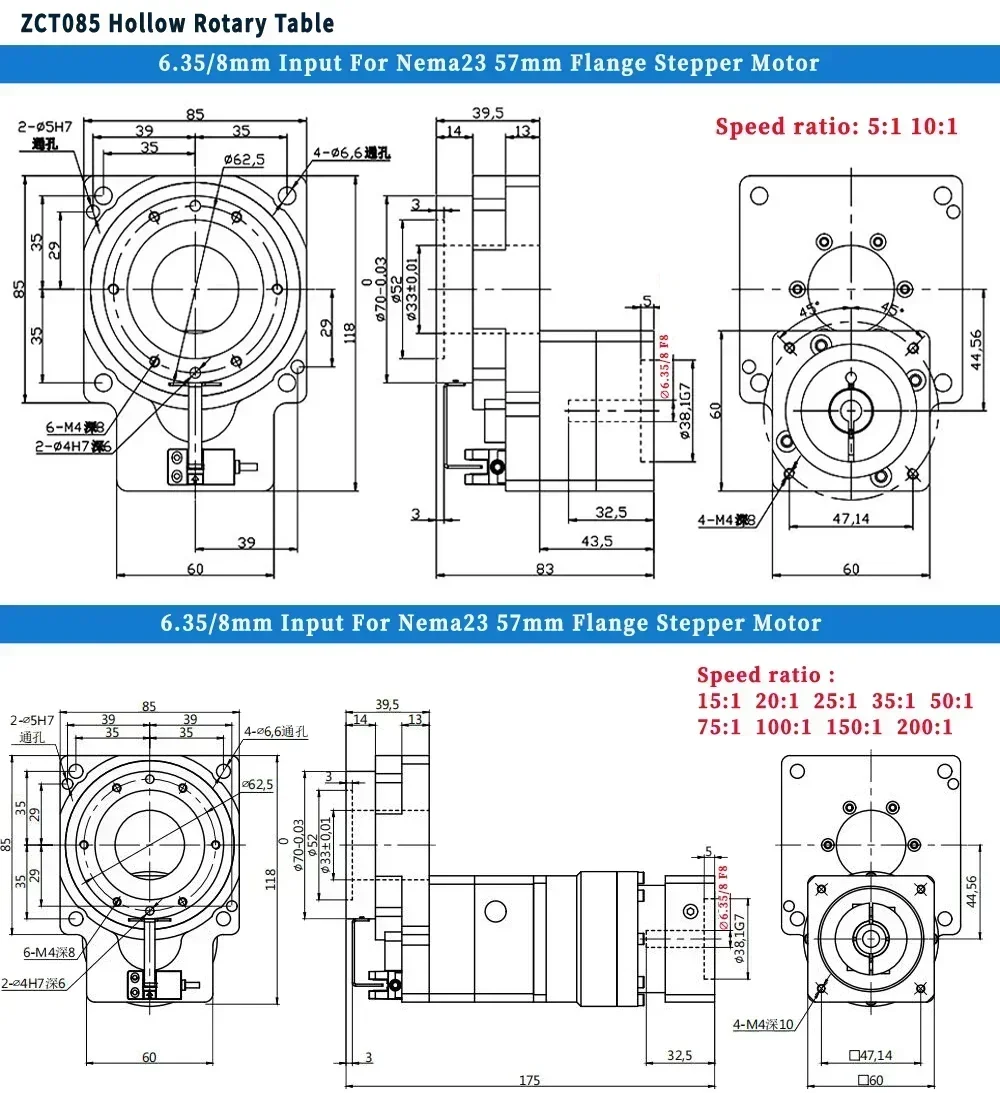 Hollow Rotating Platform Laser Marking Rotary Indexing Plate Ratio 5-200:1 4 Axis/ 5 Axis High Precision For Cutting Tables CNC
