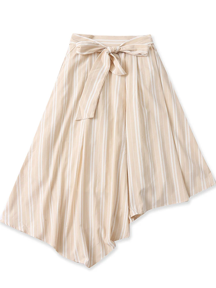 

Моющаяся юбка-миди трапециевидной формы с полосатым дизайном, эластичная лента на талии, асимметричный подол, летнее новое поступление, женский сгусток...