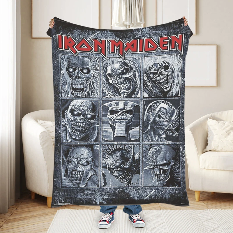 Bed Blanket Z-Heavy Metal Band Iron Maidens Winter Microfiber Bedding Fluffy Soft Blankets Warm Knee Fleece Camping Custom Nap