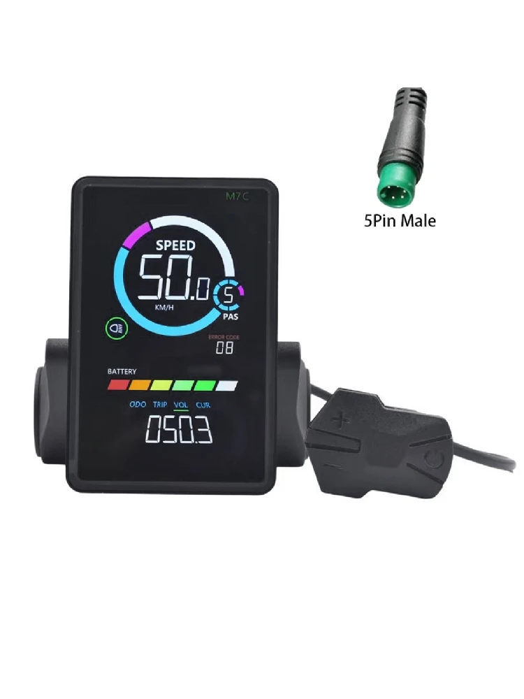 AliExpress ABYC M7C-2 Electric Bike LCD Display Meter 24V 36V 48V 60V E Scooter LCD Panel with USB UART for Mountain Electric Bike 5PIN