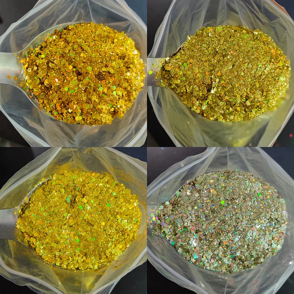 500g SHELL Chameleon Holographic เล็บ Glitter 0.2 & 1 & 2.5 มม.เล็บความงามเลื่อม Paillette ผสม-หกเหลี่ยมเล็บ Flakes ชิ้น