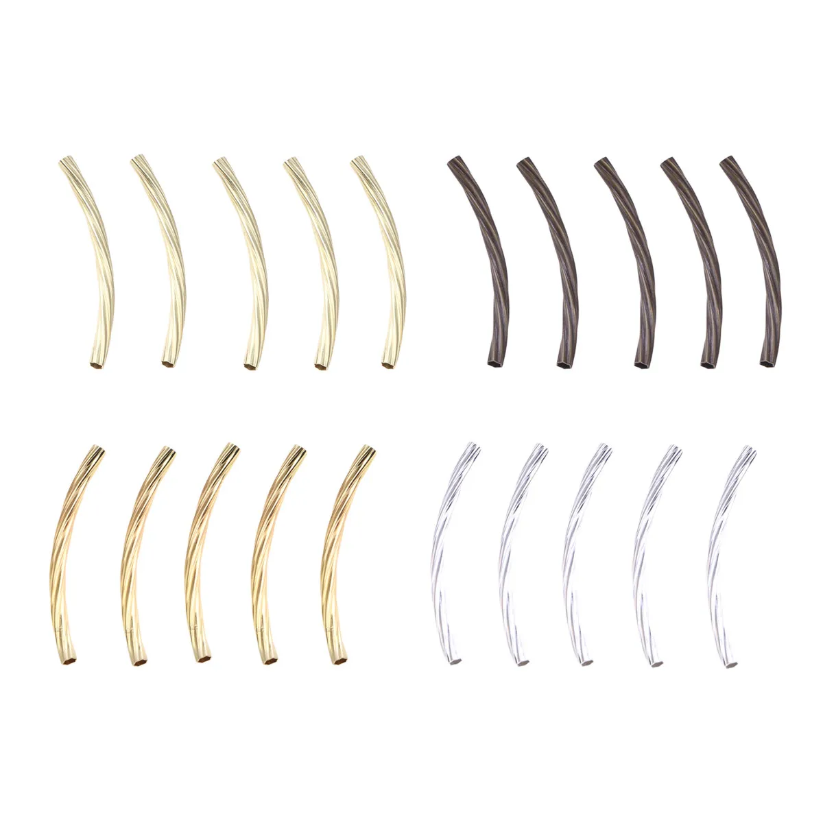 200Pcs Copper Bent Tube Hollow Thread DIY Jewelry Making Kit for Necklace Bracelet Earrings Vintage Charm Copper
