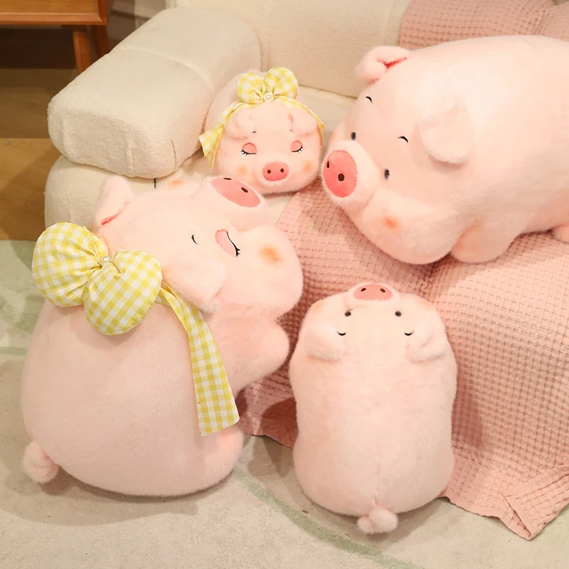 20/30/40/60cm Cute Pink Pig Plush Toy Cartoon Bow Pig Plush Doll Throw Pillow Soft Stuffed Animal Pig Soft Girls Birthday Gift