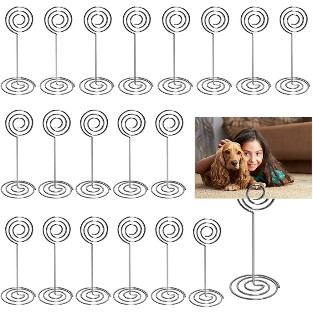 

Держатели для карточек с номером стола Держатель для карточек с местами, 25-упаковка держателей для фотографий для столов, подставки для фотографий в форме провода, бумажная карточка с меню
