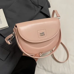 Semicircle Saddle Crossbody Bags For Women Designer Handbag And Purse Solid Color Pu Leather Shoulder Handbag Female Brand Bag