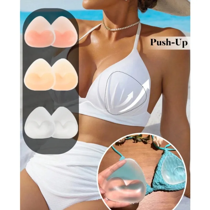 

New Swimwear Silicone Bra Insert Push Up Padded Thick Sponge Breast Lift Pads Women Breathable Swimsuit Bikini Cup Enhancer Bra