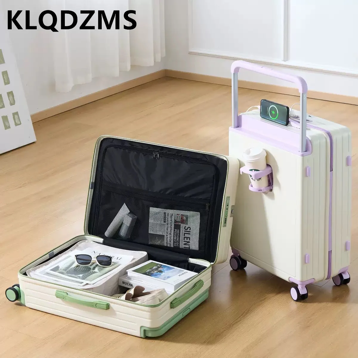 KLQDZMS 20"22"24"26"28 Zoll Reißverschluss-Koffer, PC-Boarding-Box, multifunktionaler Trolley-Koffer, großvolumige Gepäcktasche mit Passwortverschluss