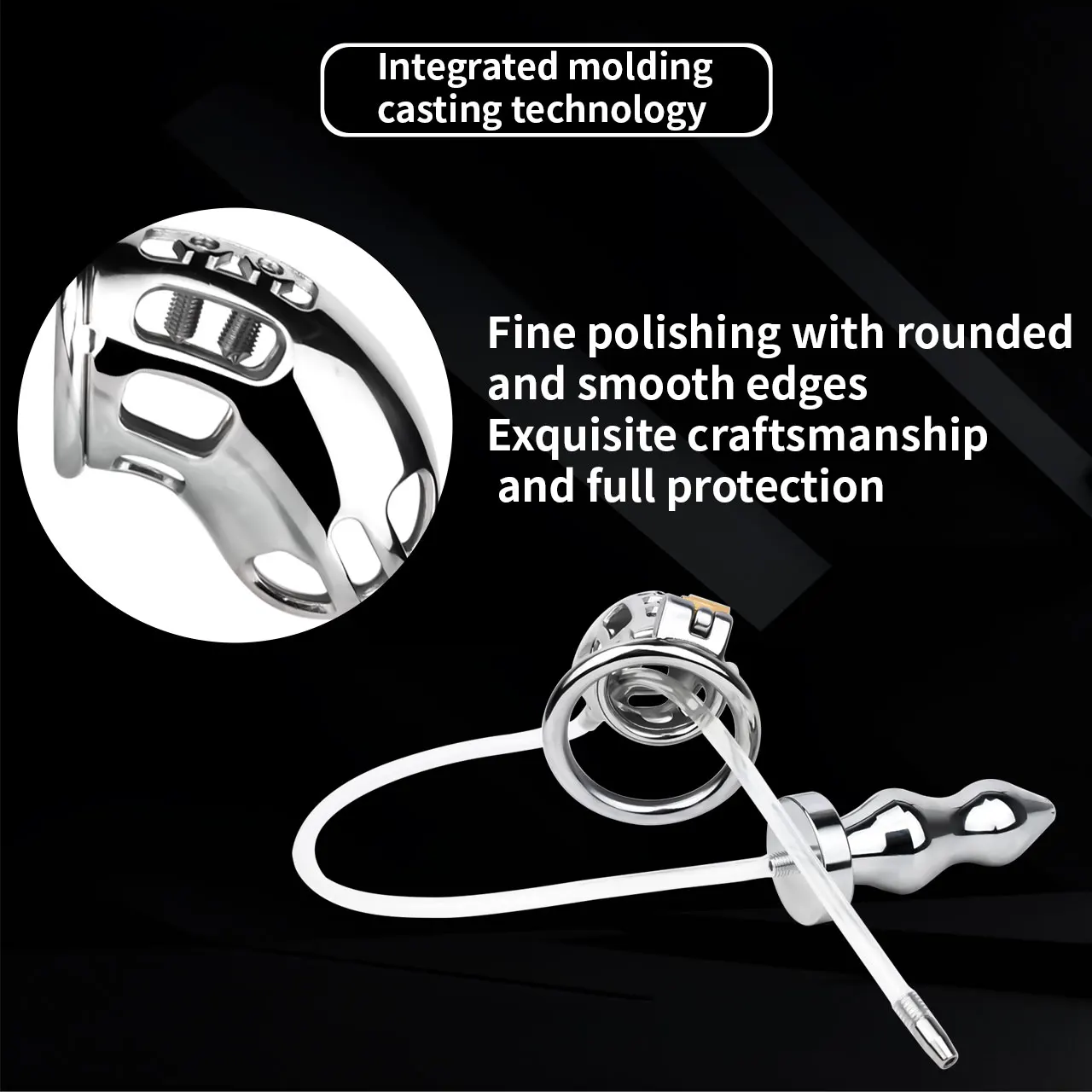 QKKQ Cage de chasteté masculine en métal avec Plug Anal cathéter urétral anneau de pénis serrure de bite jouets sexuels BDSM pour hommes Sissy outils adultes Sexy