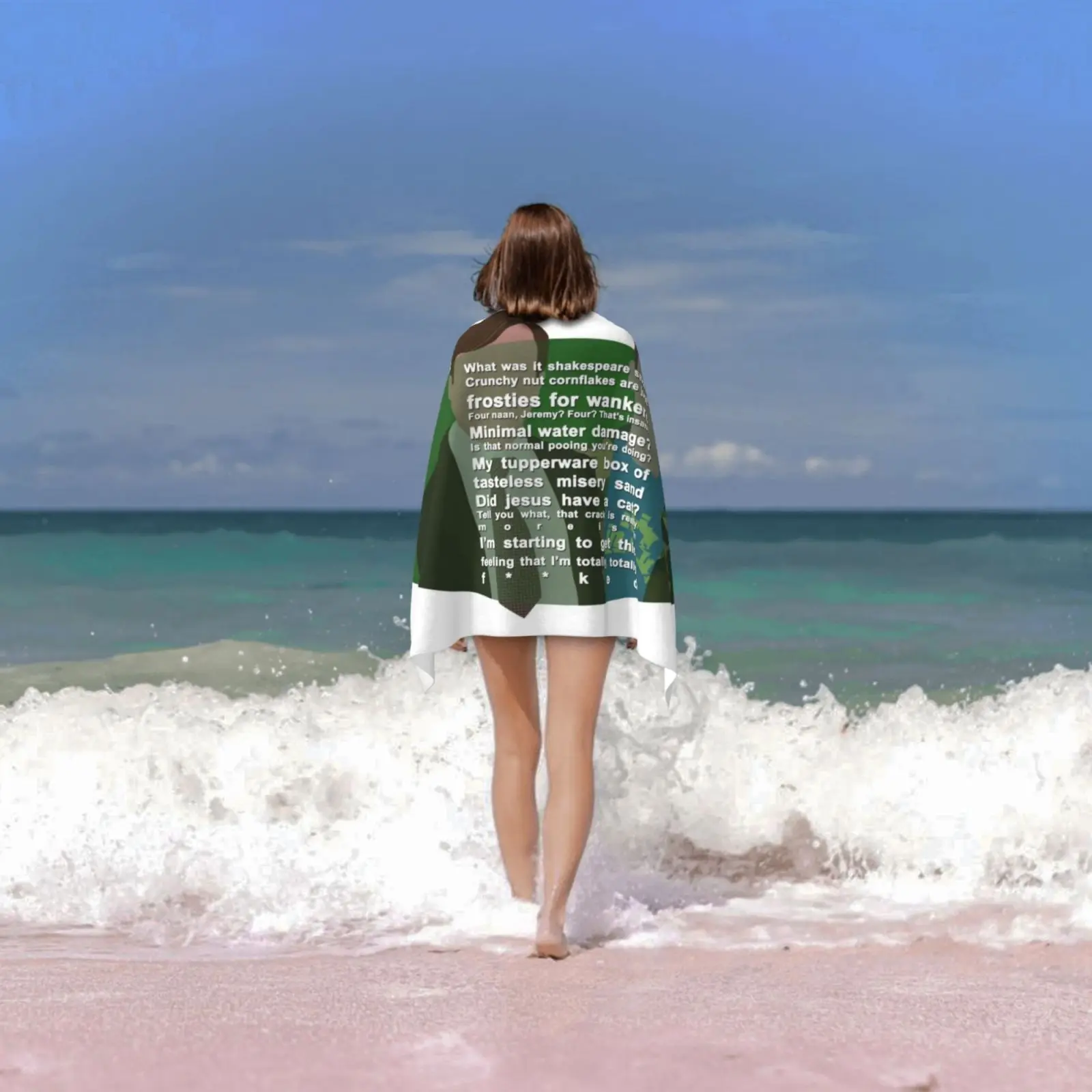 Peeperos منشفة مخصصة منشفة استحمام عرض اللمحة التلفزيون إقتباس يقتبس علامة Jez جيريمي الأخضر ناقلات رهيبة Amazeballs