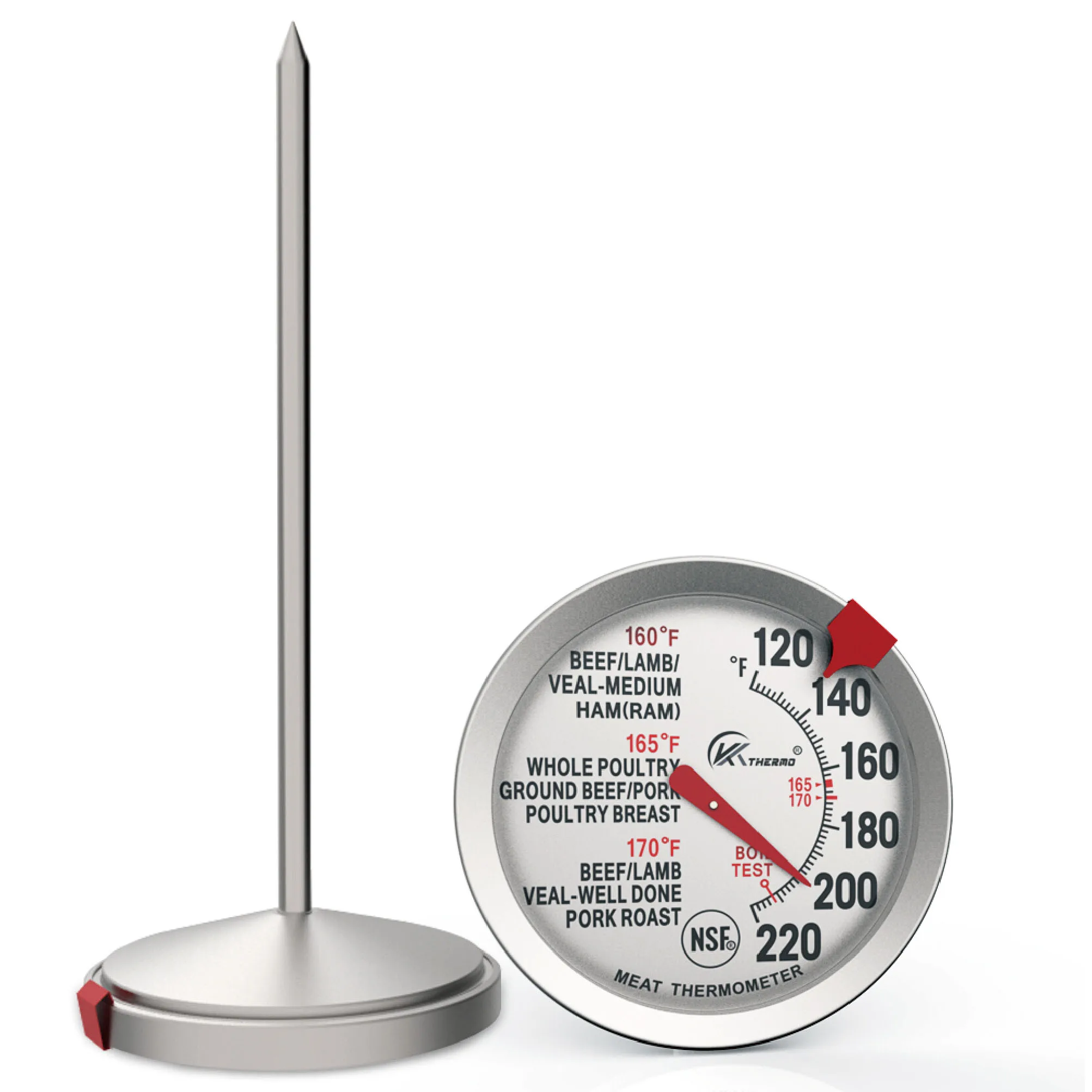 Oven Meat Cooking Thermometer with Silicon Mat NSF Approved Large Dial Oven Thermometer,2.6 Inch Dial Meat Thermometer Safe Leav