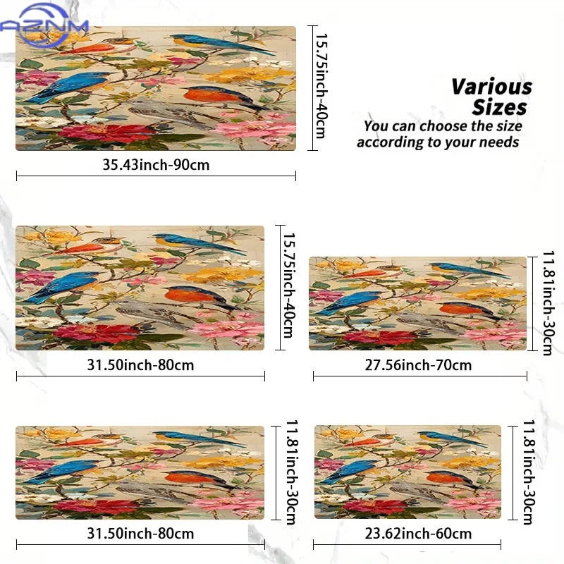 Colorful Birds And Flowers Rubber Desk Mat, Various Sizes Offered, Great for Coders/Gamers, Excellent As a Graduation/Birthday/S