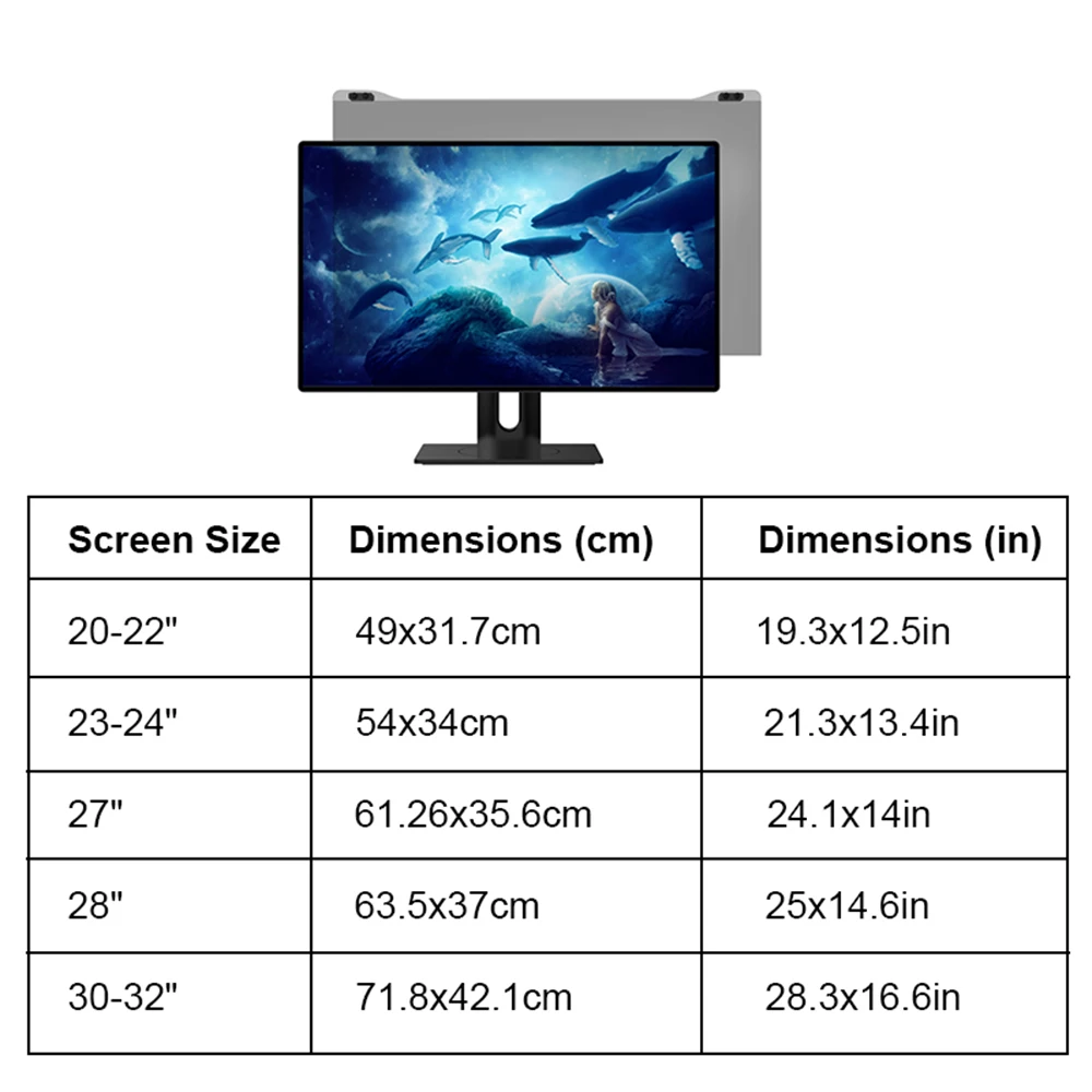 Computer Screen Protector Oogfilm Anti-Reflectie 16:9 20-32in Hoge Helder Hangende Acryl Oog Blauw Licht Anti-Reflectie