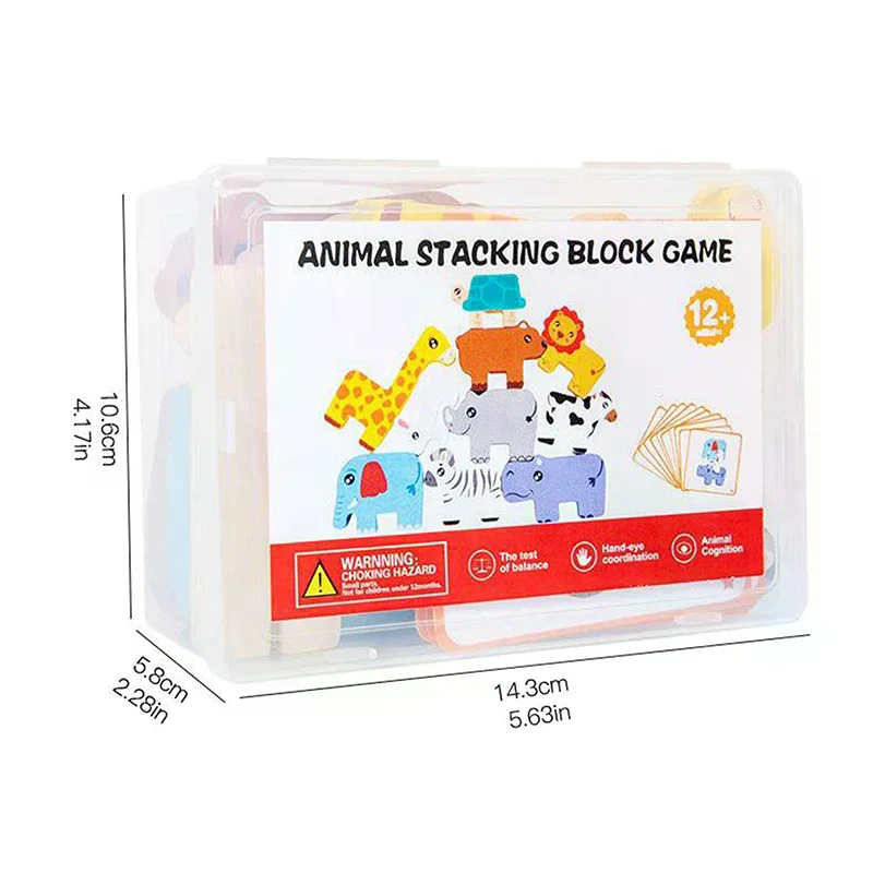 เกมบล็อกไม้รูปสัตว์ ต่อบล็อกจับคู่รูปทรง ของเล่นฝึกสมดุล ของเล่นเสริมพัฒนาการมอนเตสซอรี่ ฝึกกล้ามเนื้อมัดเล็ก ของเล่นเสริมทักษะสำหรับเด็ก
