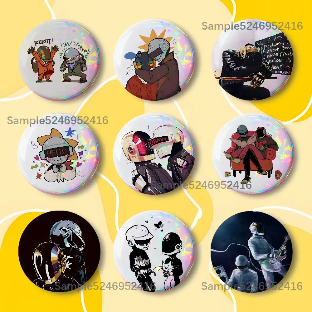 D-Daft Punk Discovery Round Button Pins Badge Creative Brooches Backpack Clothes Decoration Fashion Cartoon Jewelry Gifts