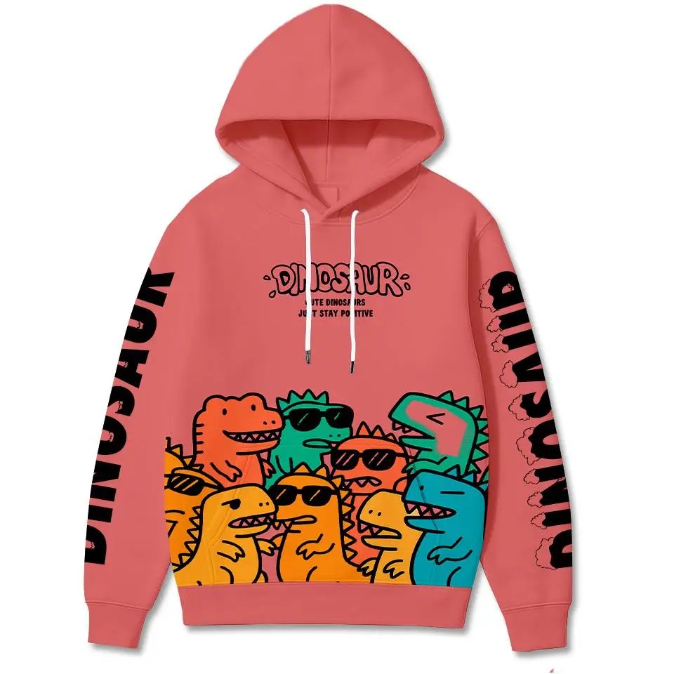 

Autumn And Winter New Cute Cartoon Dinosaur Hoodie Y2k Street Fashion Casual Sweatshirt Unisex Color Matching Loose Pullover