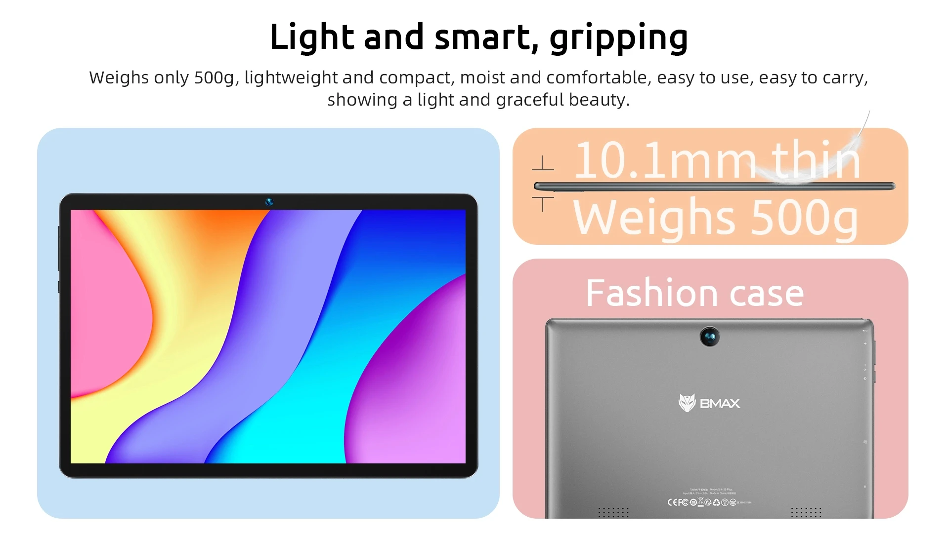 BMAX I9 Plus Tablet 10.1'' 1280*800 IPS 24(4+20)GB RAM 128GB ROM 6000mAh Type-C Rockchip RK3562 2-Core Android 15 Tablets WIFI 6 Bluetooth 5.4 Camera