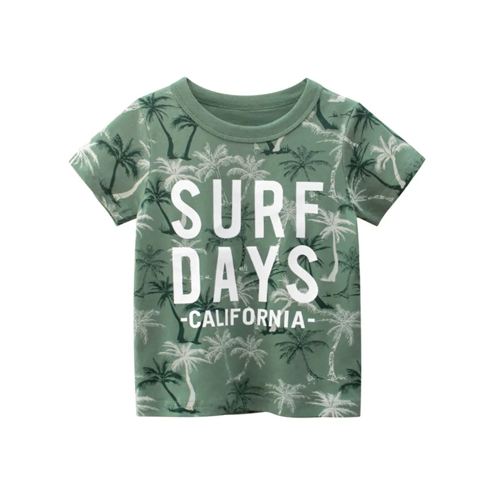 3PCS/Lot Kids T-shirt For Boys Short Sleeves Baby Boys Clothes 100% Cotton Cartoon Kids Sleep Wear Infant Children Clothing 2-7Y
