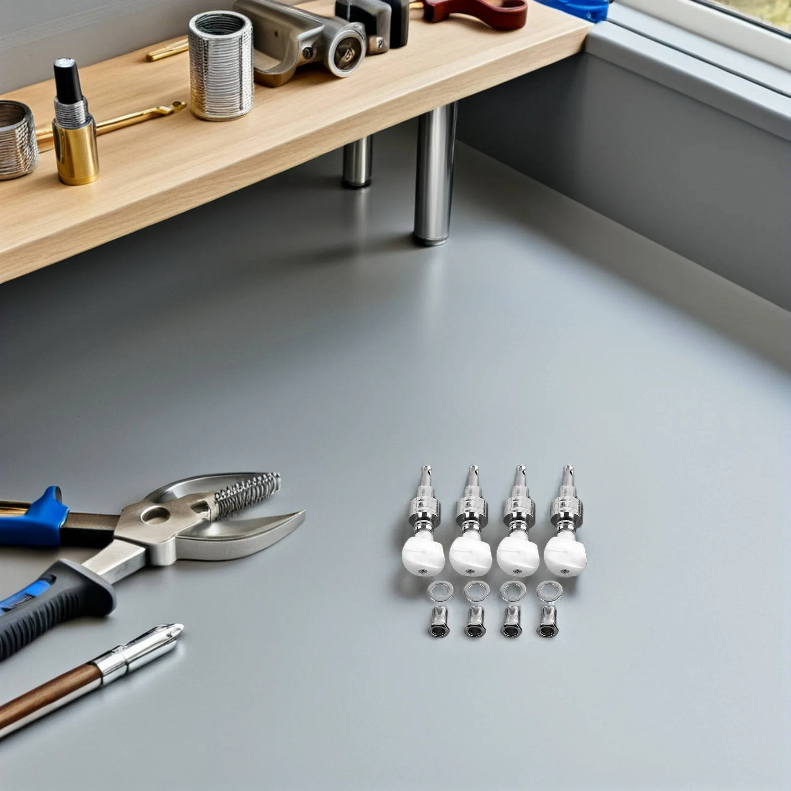 

4Pcs Banjo Machine Head Tuning Pegs Keys Strong Metal Tuners Stable Accurate Bushings Ferrules Banjo Accessories