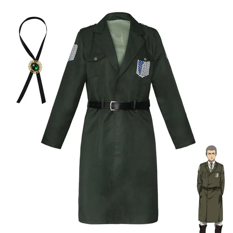 Coslan Anime Attack on Titan Cosplay Coat shingeki no kyojin Costume Survey Corps Green Cloak Uniform Long Wind Coat Halloween C