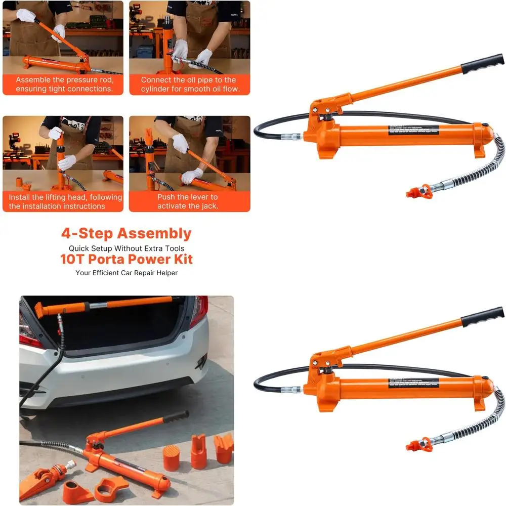 

10 Ton Portable Hydraulic Jack Kit with Extended Oil Hose and Storage Case for Vehicle Repairs
