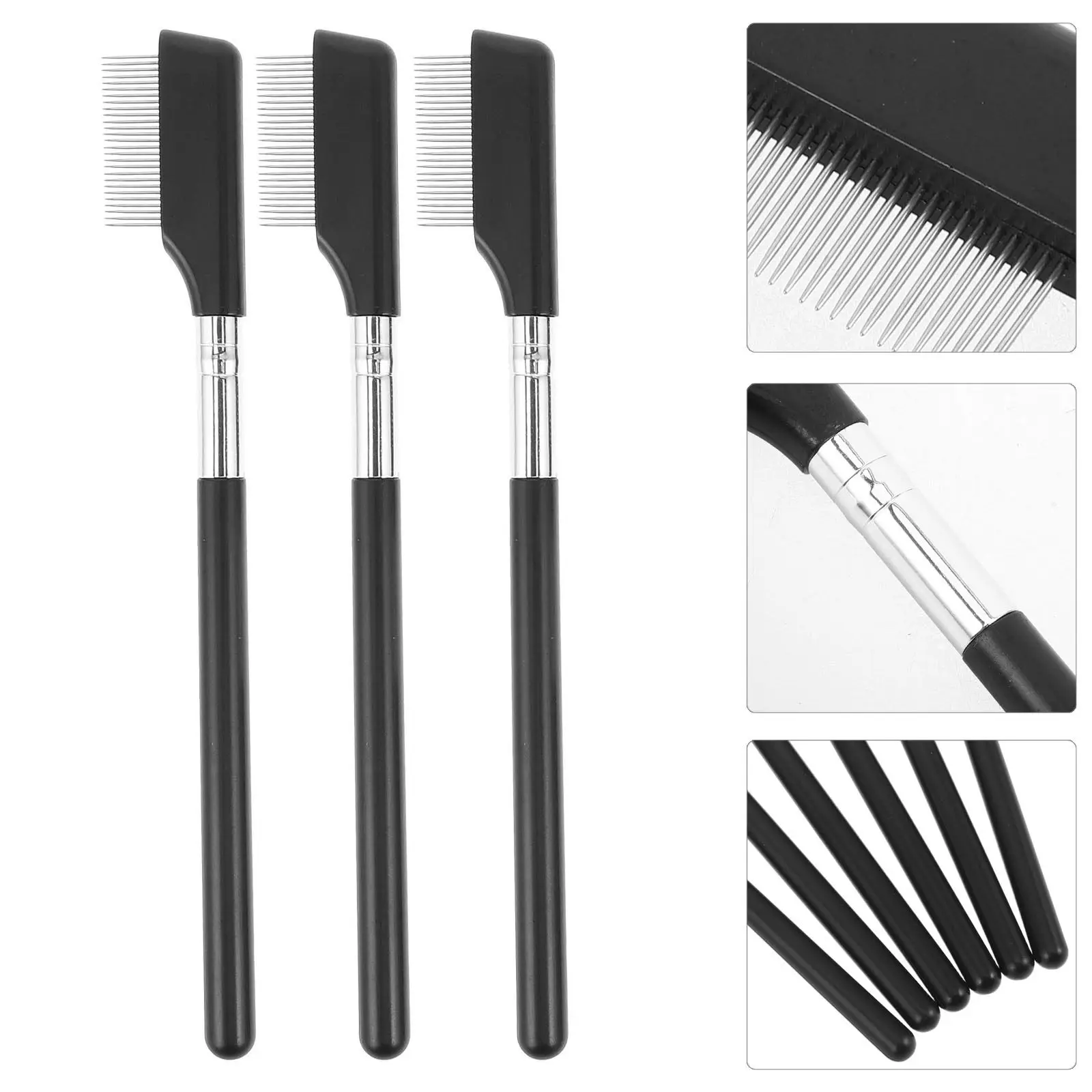 

Набор из 6 металлических расчесок для ресниц с прямой ручкой, мелкозубчатый разделитель для ресниц, инструмент для удаления туши, предотвращения склеивания, укладки ресниц и коррекции бровей