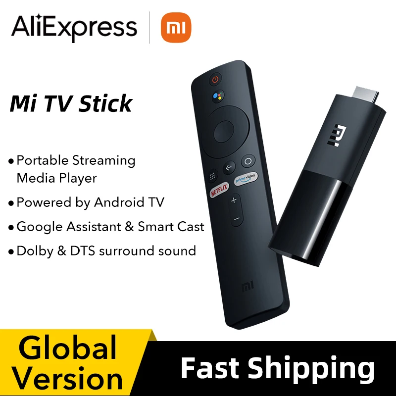 Global version Xiaomi Mi TV Stick box Android TV 9.0 4-core 1080P HD Dual Decoding 1GB RAM 8GB Google Assistant Netflix Wifi 5