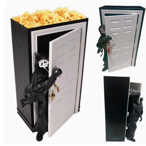 Creativa tecnología de impresión 3D, estatua de película de terror, cubo para palomitas, decoración de escritorio para el hogar, adorno.