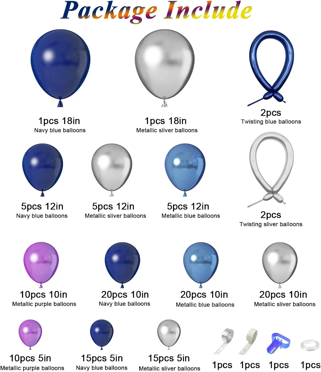 A Set of 113 Space Theme Balloon Garland Arch Set - Outer Space Birthday Decoration, Metallic Blue Purple Silver Latex Balloons, Suitable for Space Theme Birthday Party Decoration Supplies