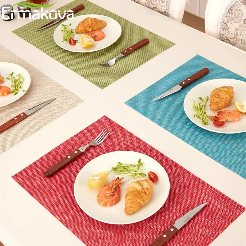 ERMAKOVA 4 Pcs/Lot Placemats Table Mats Non-Slip Washable Place Mat Heat Resistant Tablemat Dining Table Disc Bowl Pad Coaster